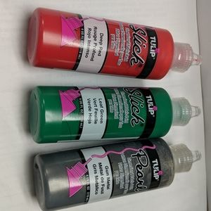 3 Tulip fabric paint-red green metal 3colo…